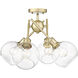 Axel 4 Light 24 inch Brushed Champagne Bronze Semi-Flush Ceiling Light in Clear Glass
